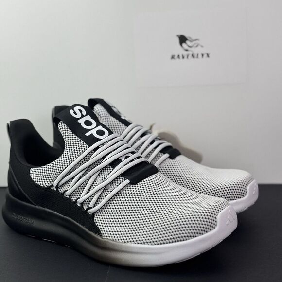 Size 9.5 Wide Mens Adidas Lite Racer Adapt 7.0 Black White Shoes IE6336 NEW - Picture 9 of 16